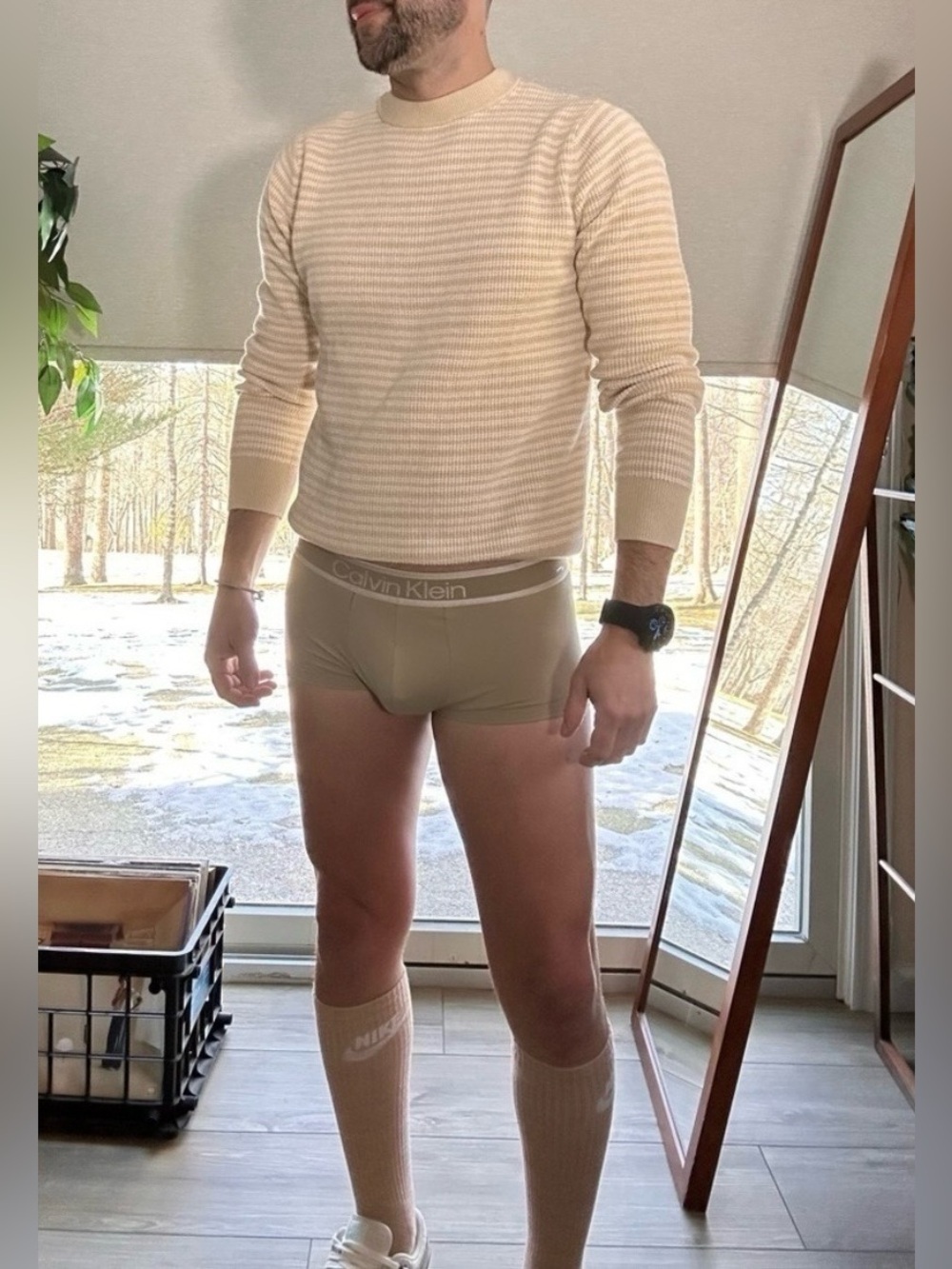 Goodfellow | Everyday Crew Neck in Beige Cream Tan (Small) - Picture 3 of 10